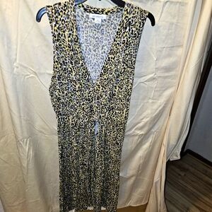 Womens sleeveless cheetah printed midi dress